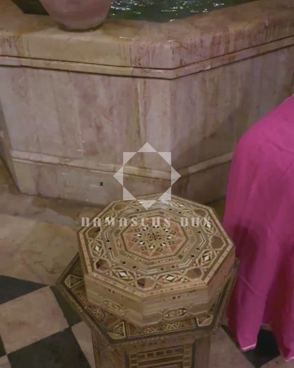 Damascene Mosaic Box – Handcrafted Wood with Wine-Red Velvet Interior