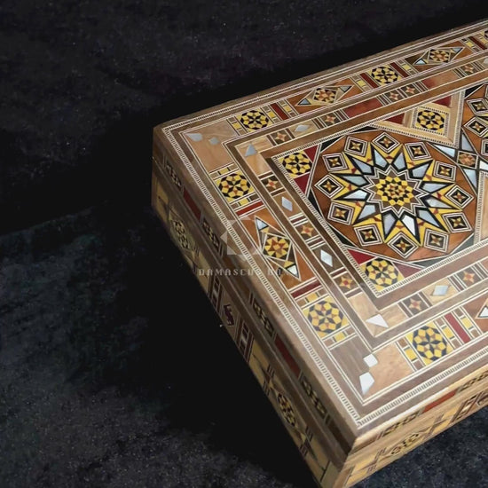 Video of the Majestic Mosaic Box: closed, a close-up of the lid, and open
