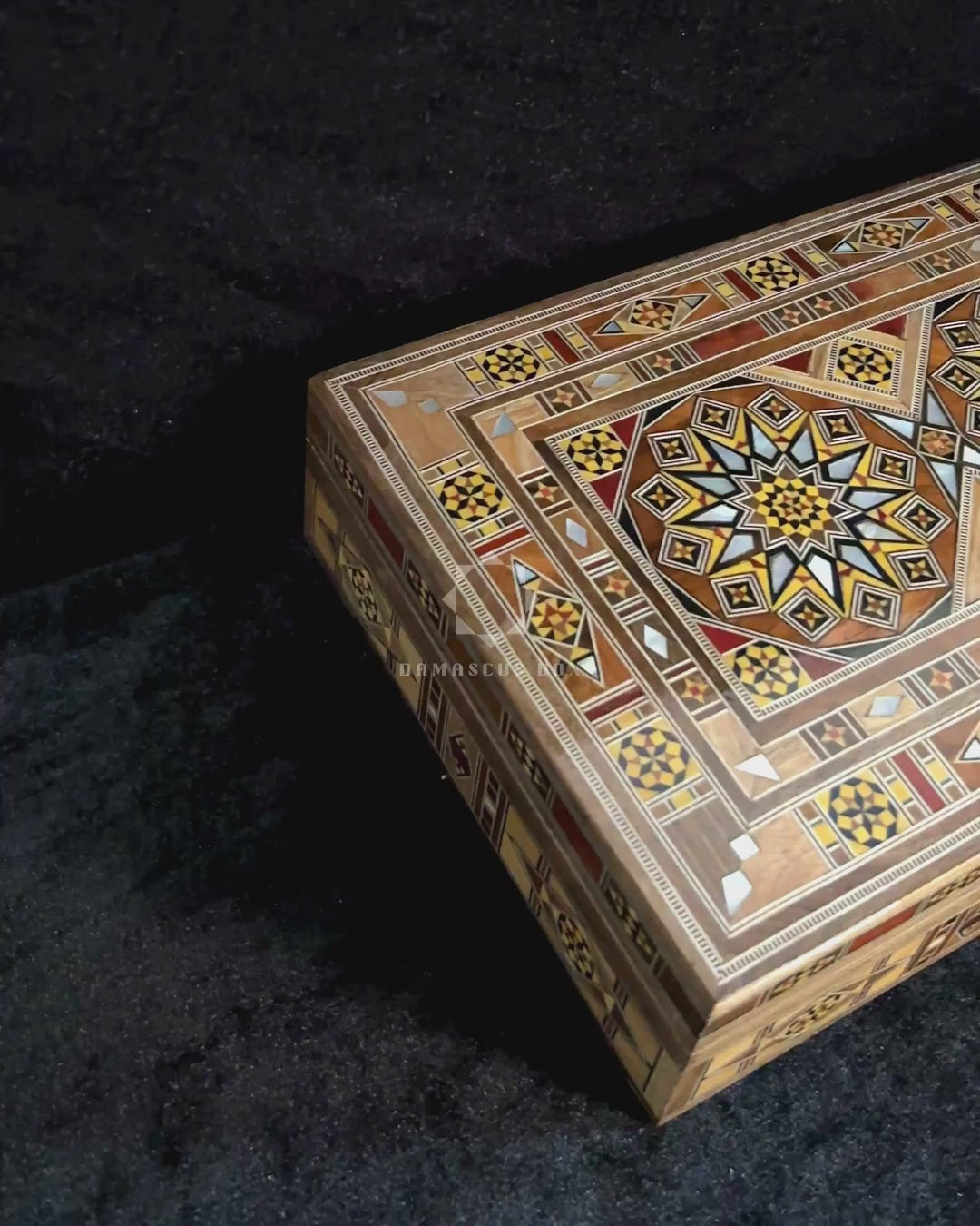 Video of the Majestic Mosaic Box: closed, a close-up of the lid, and open
