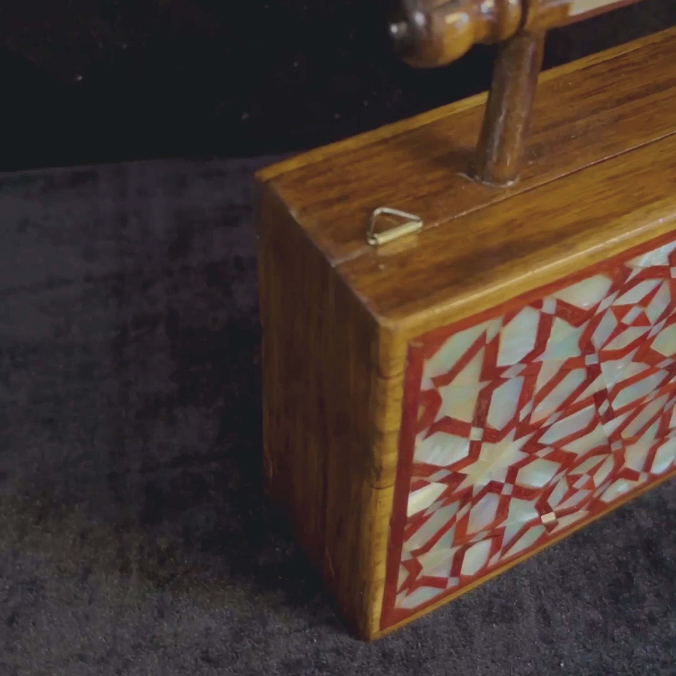 Rose Walnut Clutch video: the clutch, a close-up of the inlay and the open clutch