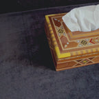 Sahara Mosaic Tissue Box video: the tissue box, a close-up of the lid and the open box