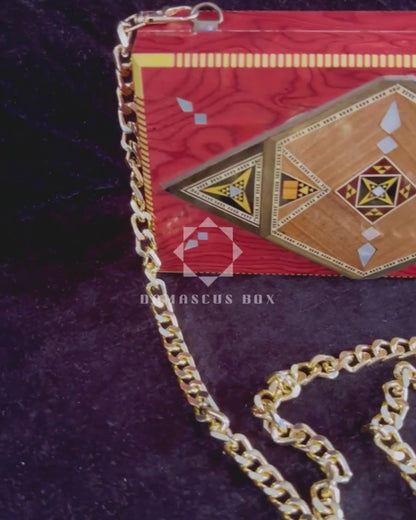 Pochette di Lusso in Mosaico Damasceno con Madreperla e Interno in Broccato