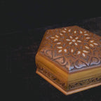 Distinguished Carved Box video: the closed box, a close-up of the inlay and the open box