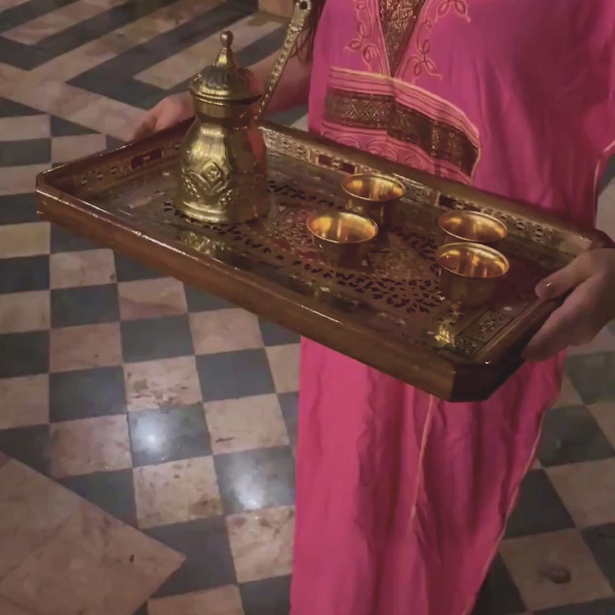 Sultana Tray video: the tray carried with a coffee set