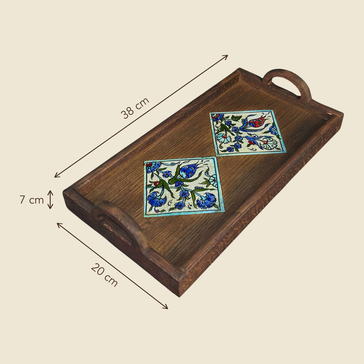 Jasmine Qishani tray dimensions, 38 by 20 by 7 cm